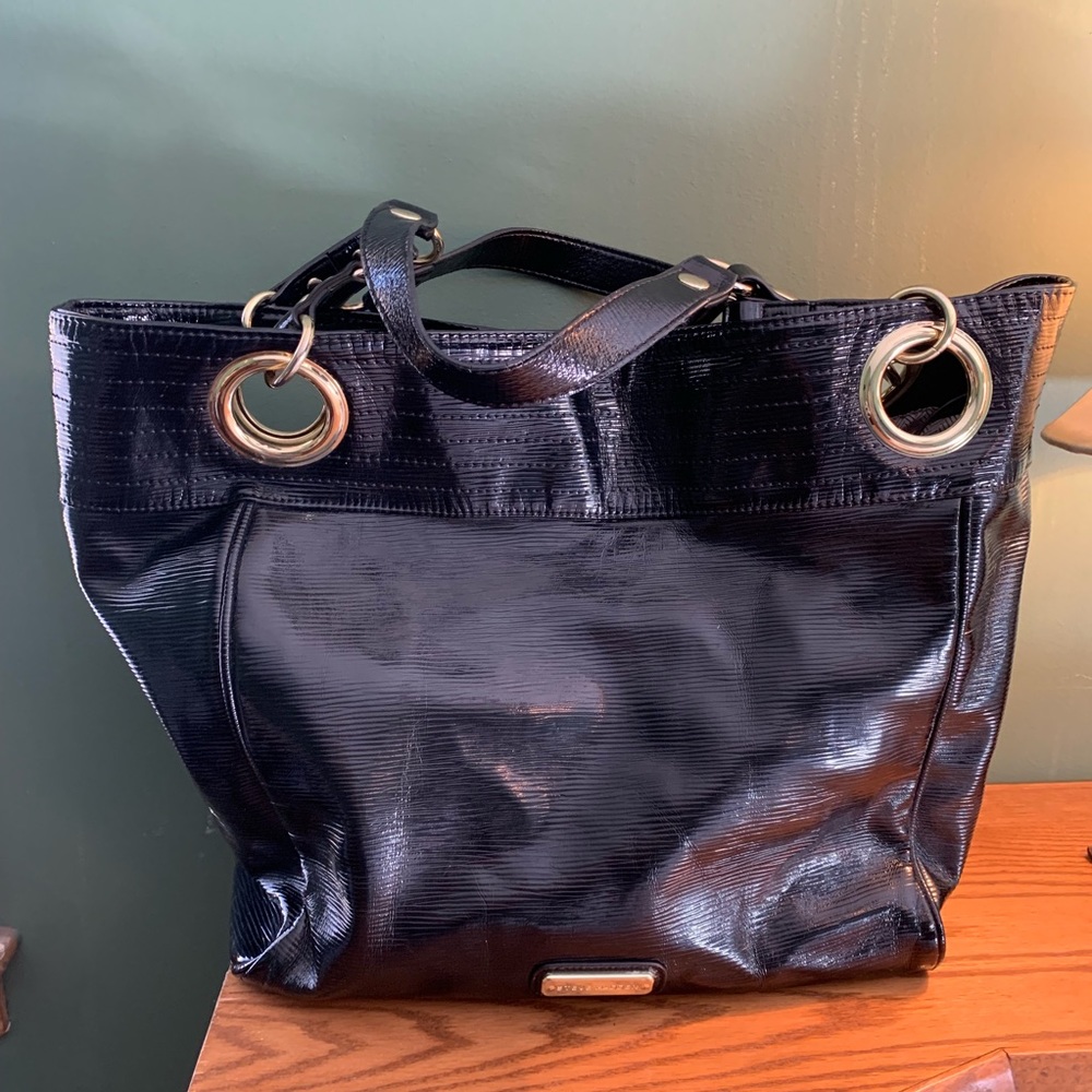 Steve Madden Large Black Vinyl Tote Bag